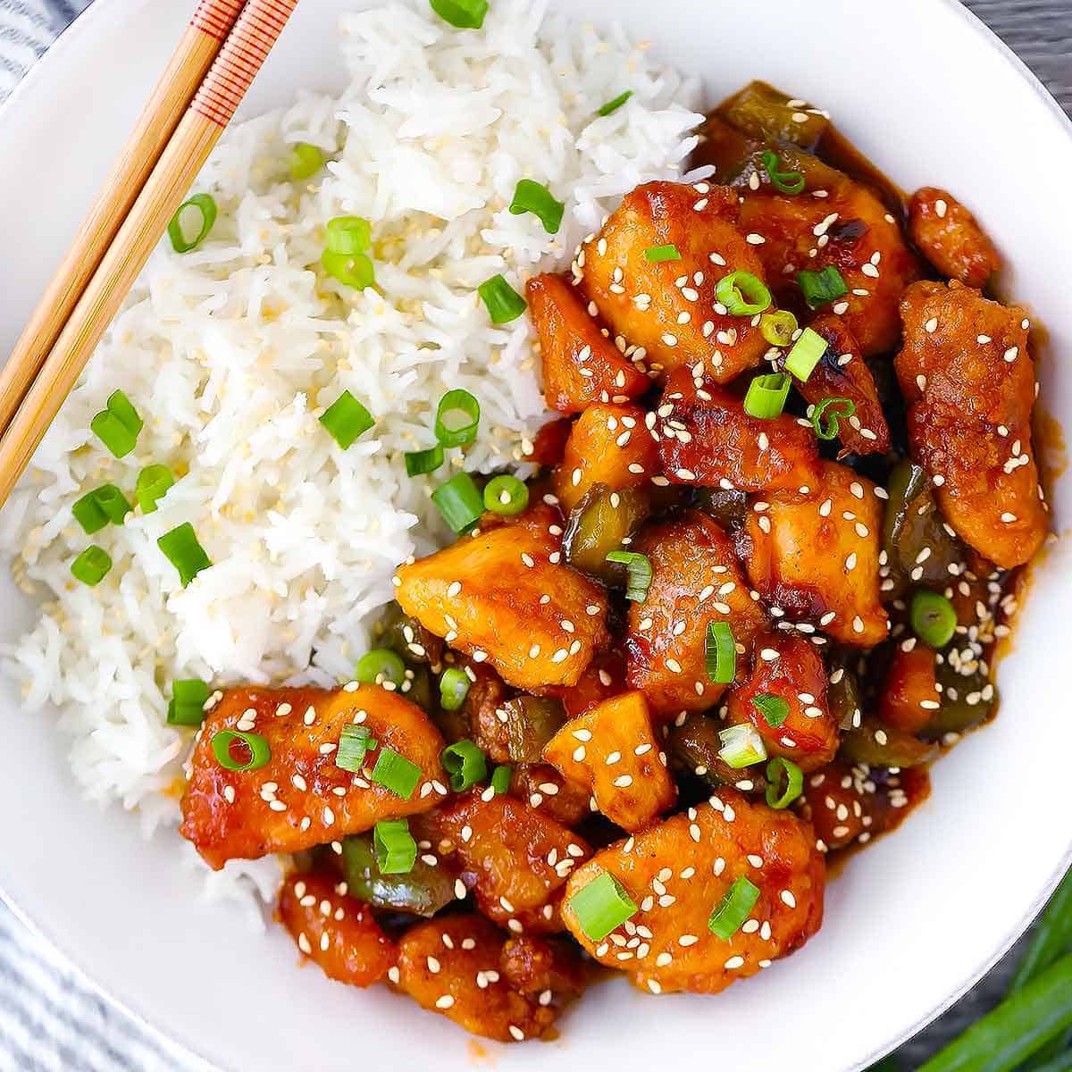Sweet And Tangy Chicken Over Rice